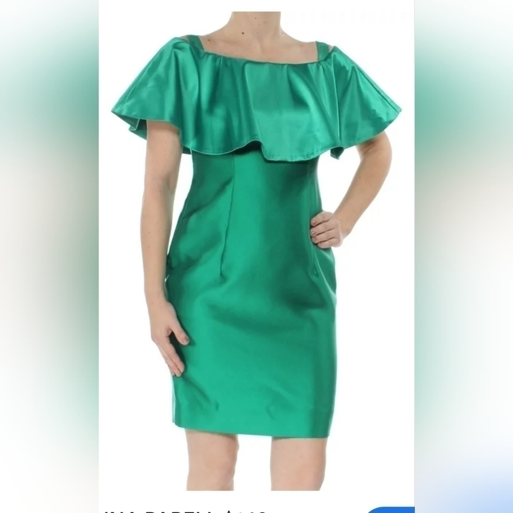 Adrianna Papell Women's Satin Ruffled Off-The-Shoulder Dress Sz. 2